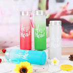 Frosted Glass Water Bottle With Hello Master Decal Logo – 400ml (Random color)