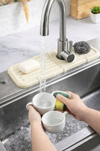 Sink Faucet Mat | Faucet Absorbent Mat Silicon Kitchen Sink Splash Guard Drain Pad | Soap Holder (Random Color)
