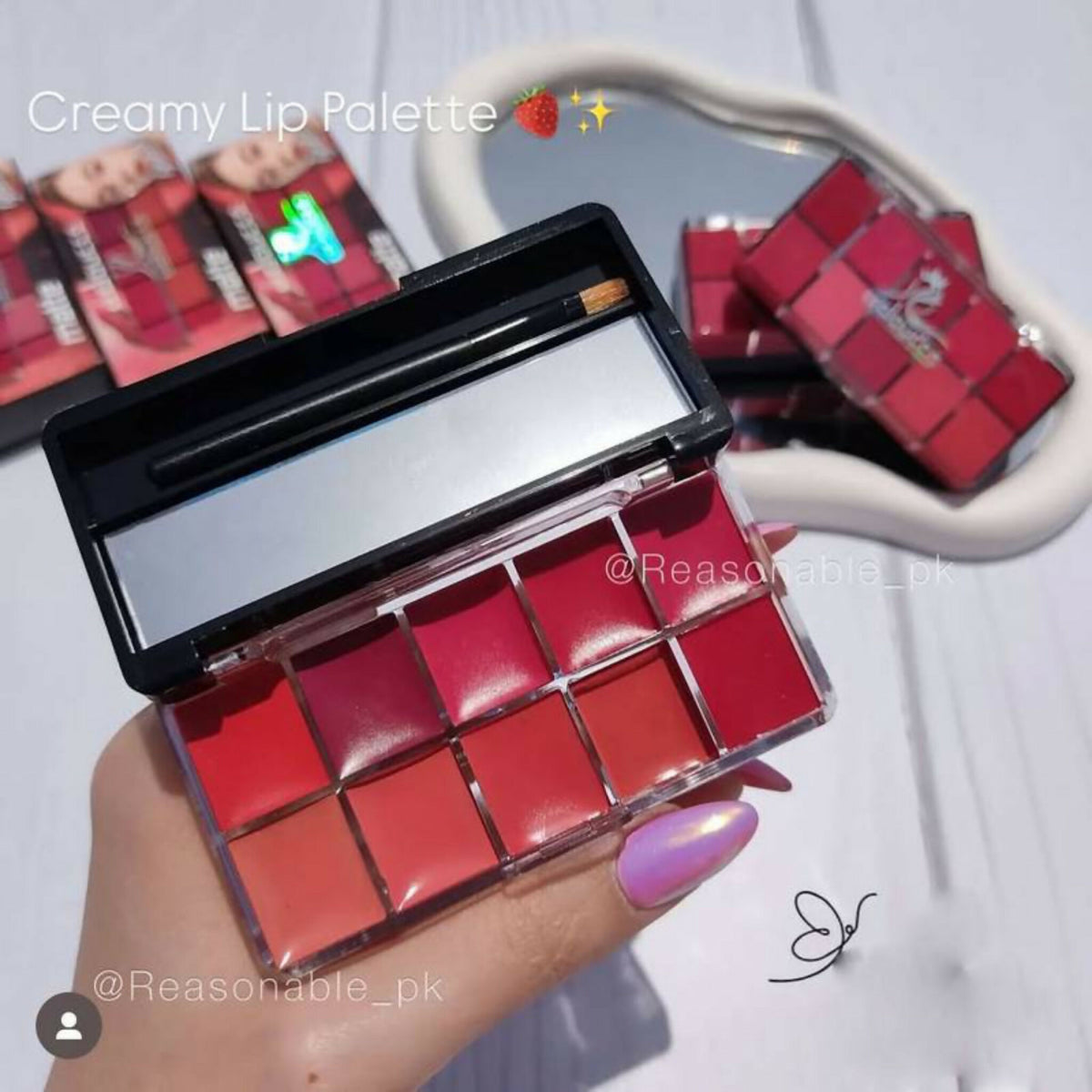 10-in-1 Lipstick & Blush Palette – Creamy Matte Lip & Cheek Makeup, Multi-Color