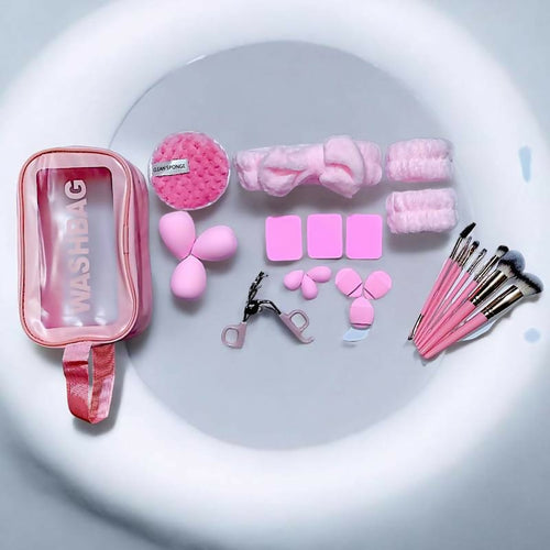 Multipurpose Travel Makeup Kit with Brushes, Beauty Blenders and Accessories Set ~ Random Color