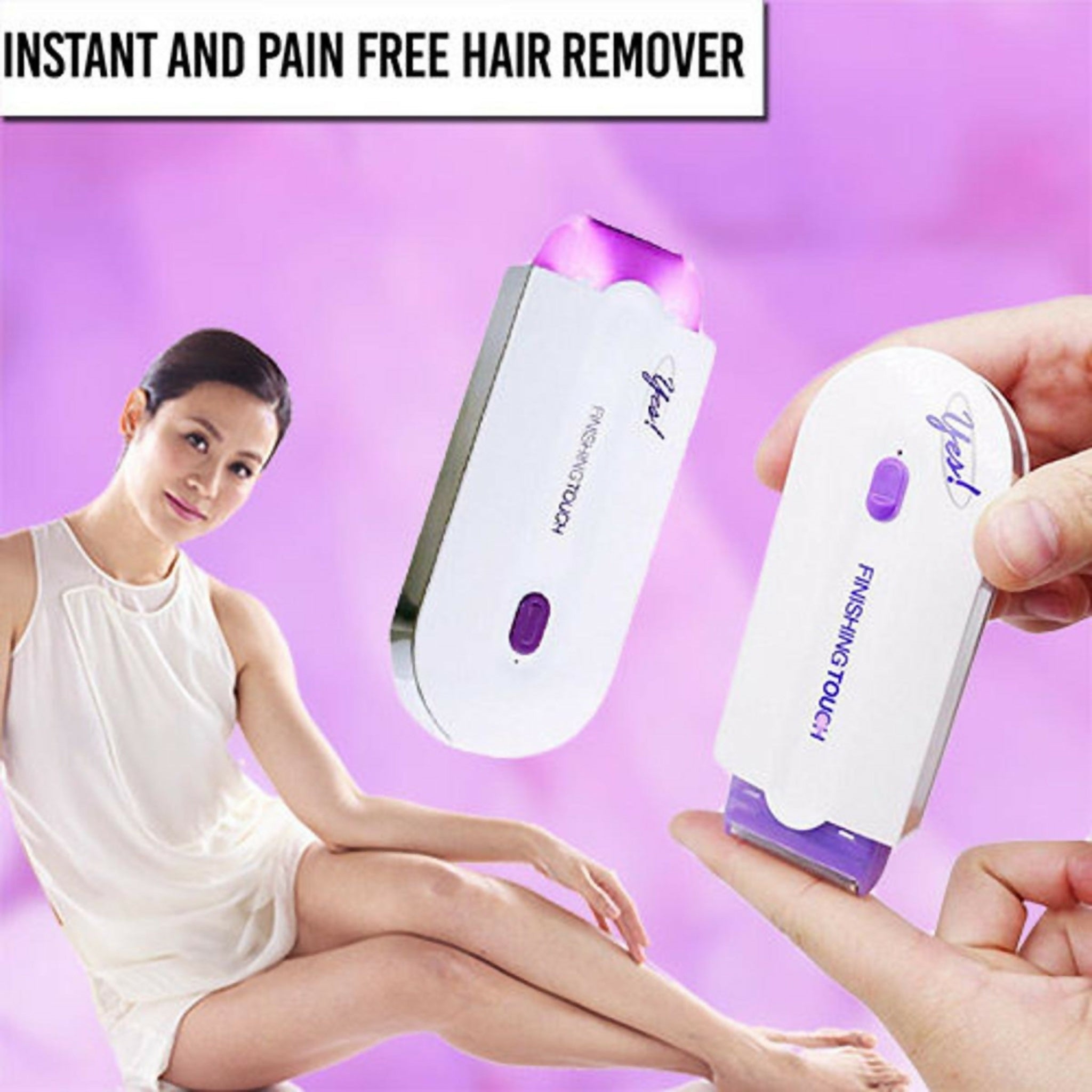 Finishing Touch Yes Hair Remover – Rechargeable Painless Facial & Body Hair Removal Device for Women | Electric Epilator for Face, Upper Lip, Underarms, Bikini & Legs