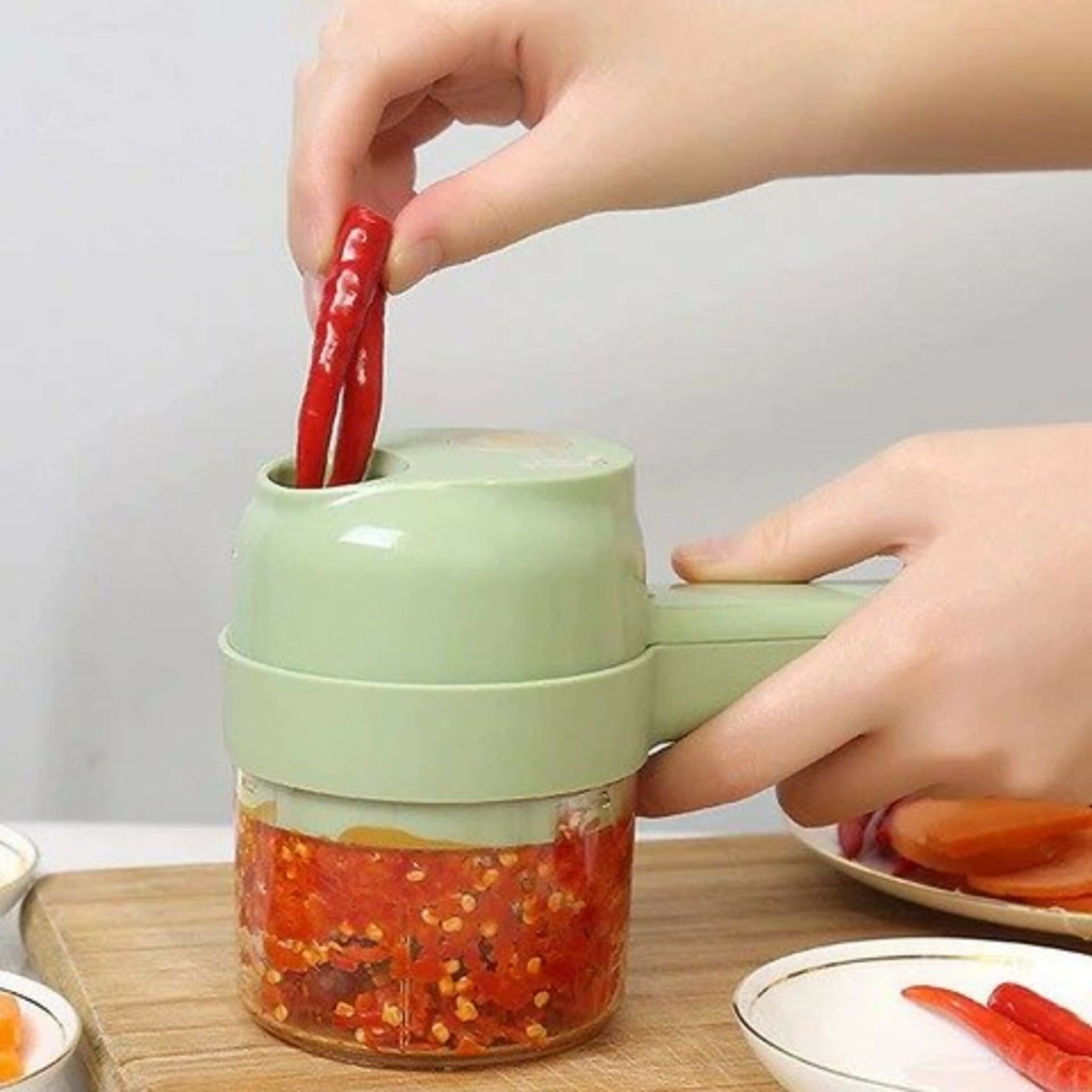 Rechargeable 4 In 1 Electric Vegetable Cutter With Multi-Function Slicer