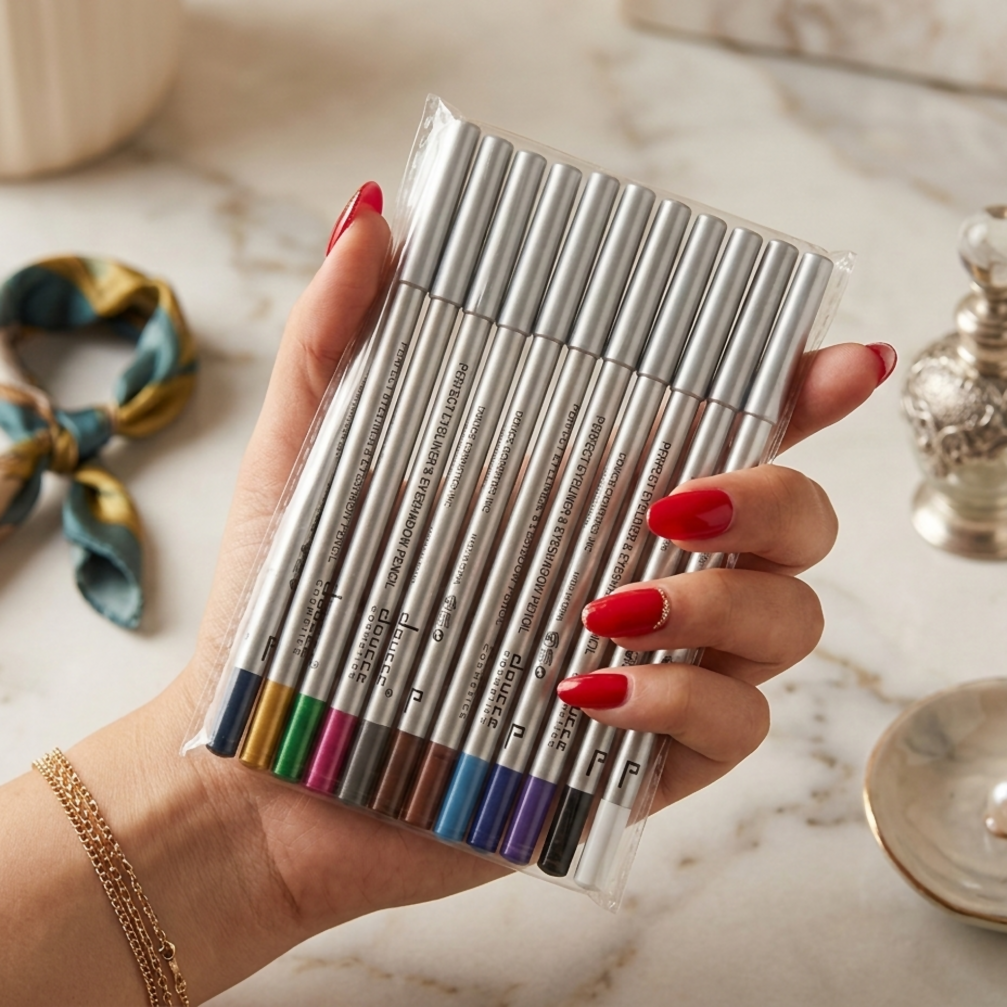 12 Pcs Multicolor Eyeshadow & Eyeliner Pencils Set –