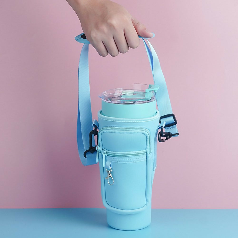 Water Bottle Carrier Bag with Phone Pocket for Stanley Quencher Cup with Handle Water Bottle Holder Pouch – For 1200 ML Bottle