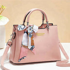 1Pc Vesasan Gaohn Faux Leather Handbag With Decorative Scarf Elegant Design Premium Quality - Black - Brown - Dark Blue - Dark Green - Light Pink - Maroon - Purple