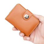 Boy’s Leather Wallet Black Mustard Brown Snap Closure Compact Bifold Wallet for Kids & Teens (Color Black)