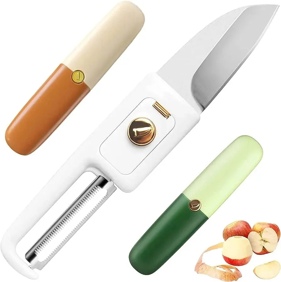 2-In-1 Stainless Steel Fruit Knife With Peeler And Protective Case