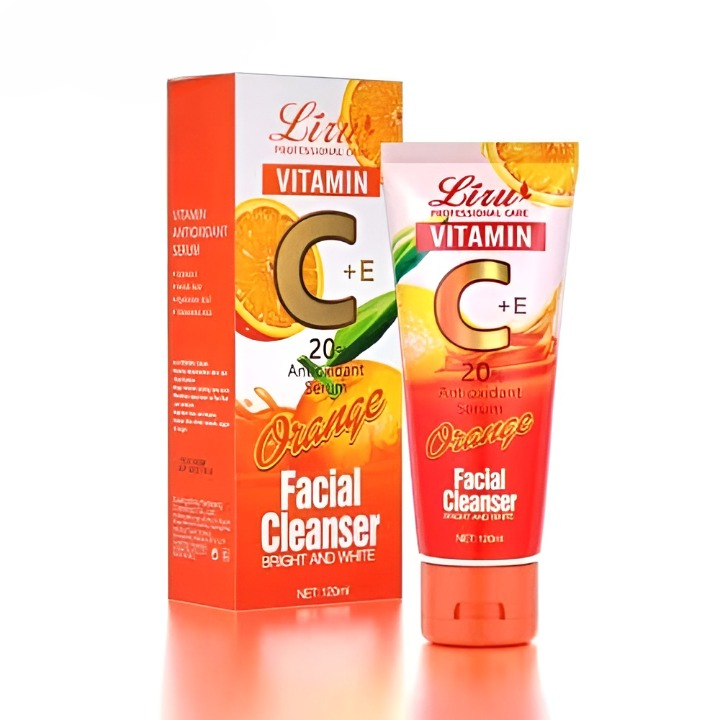 Liru Orange Facial Cleanser, Vitamin C + E Brightening Face Wash 120ml