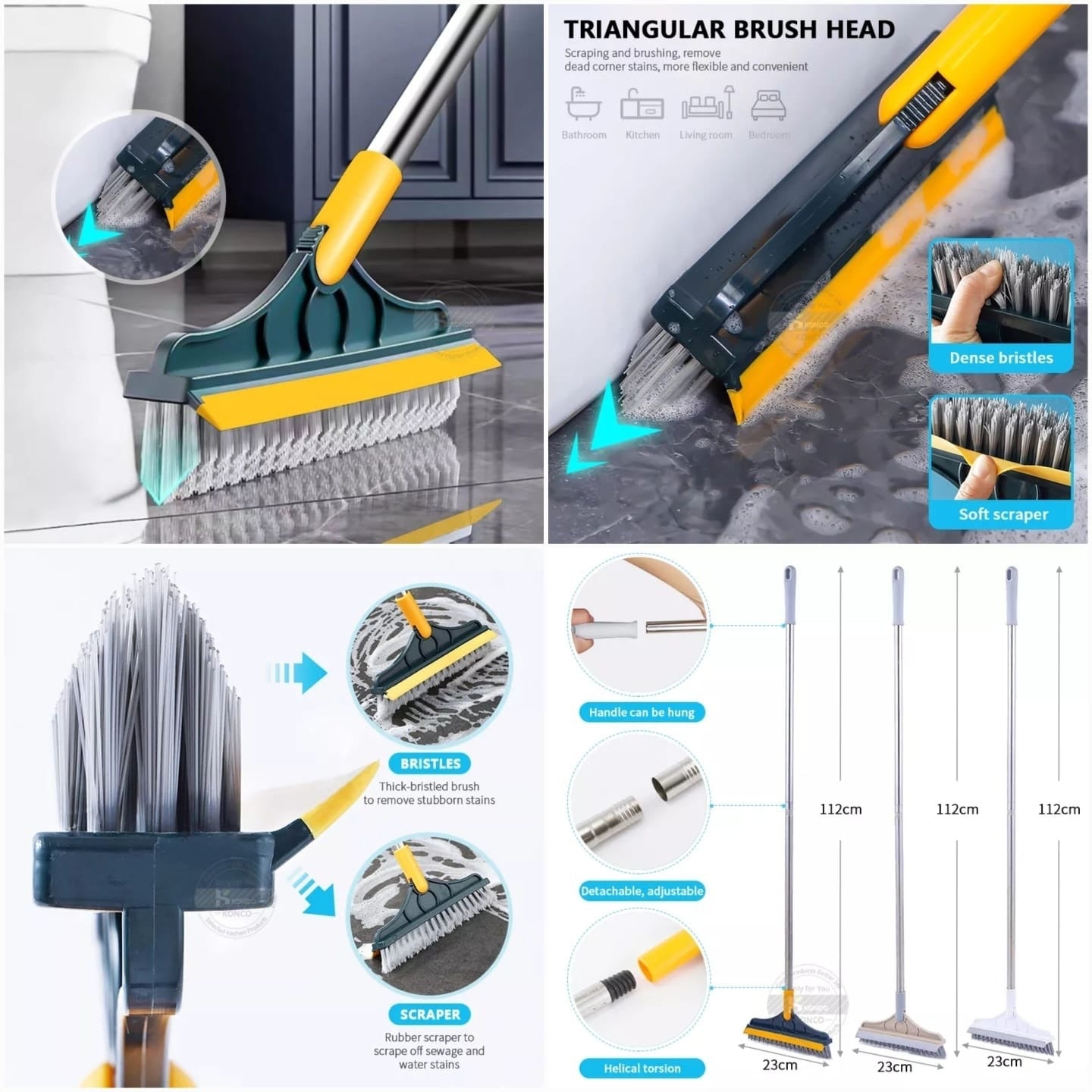 Floor Cleaning Brush, Multipurpose Bathroom Tile and Floor Scrubber Brush