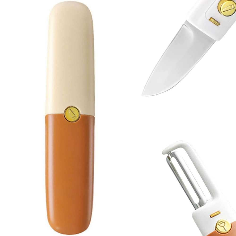 2-In-1 Stainless Steel Fruit Knife With Peeler And Protective Case