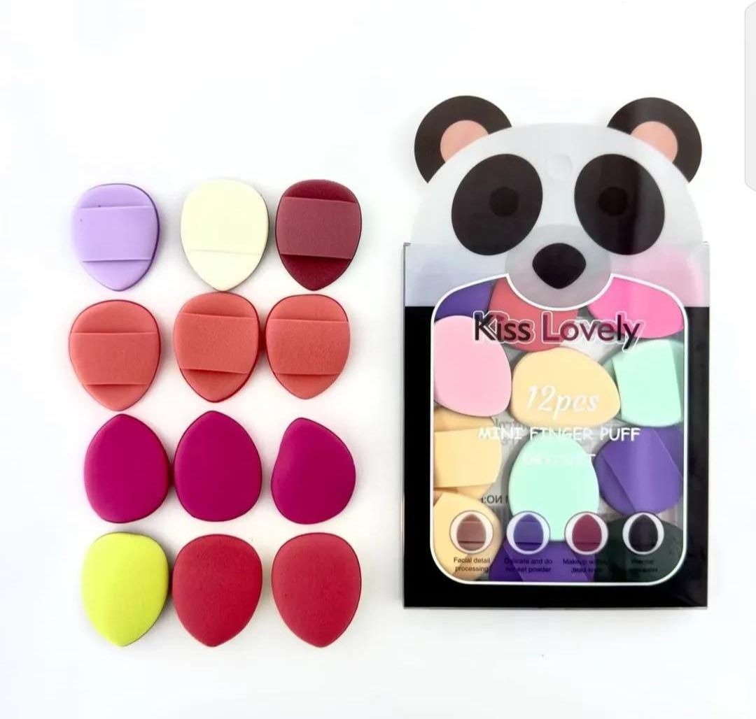 12pcs Mini Finger Powder Puff Set, Sponges for Foundation, Concealer & Blush