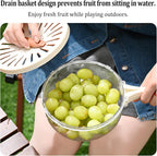 Kitchen Fruit Drainage Basket With Lid Dual Layer Washing And Storage Bowl