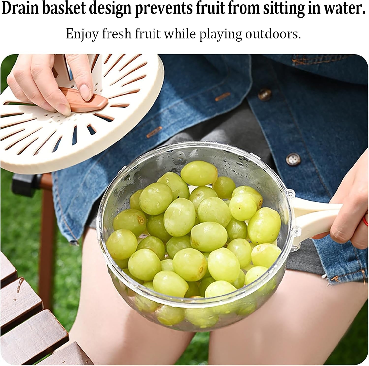 Kitchen Fruit Drainage Basket With Lid Dual Layer Washing And Storage Bowl