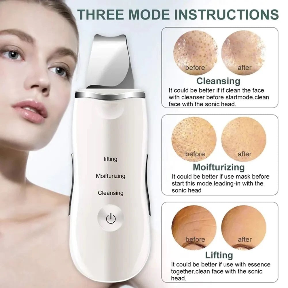 Rechargeable Ultrasonic Skin Scrubber, Facial Exfoliation Device