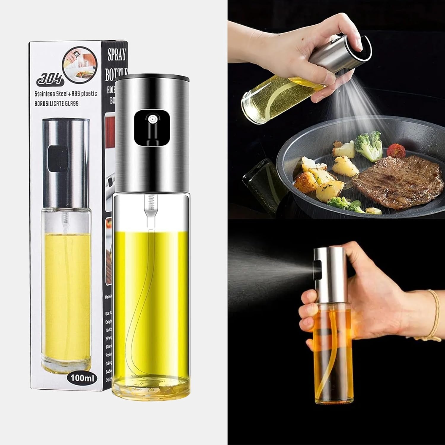 Reusable Glass Oil Spray Bottle For Grilling And Baking