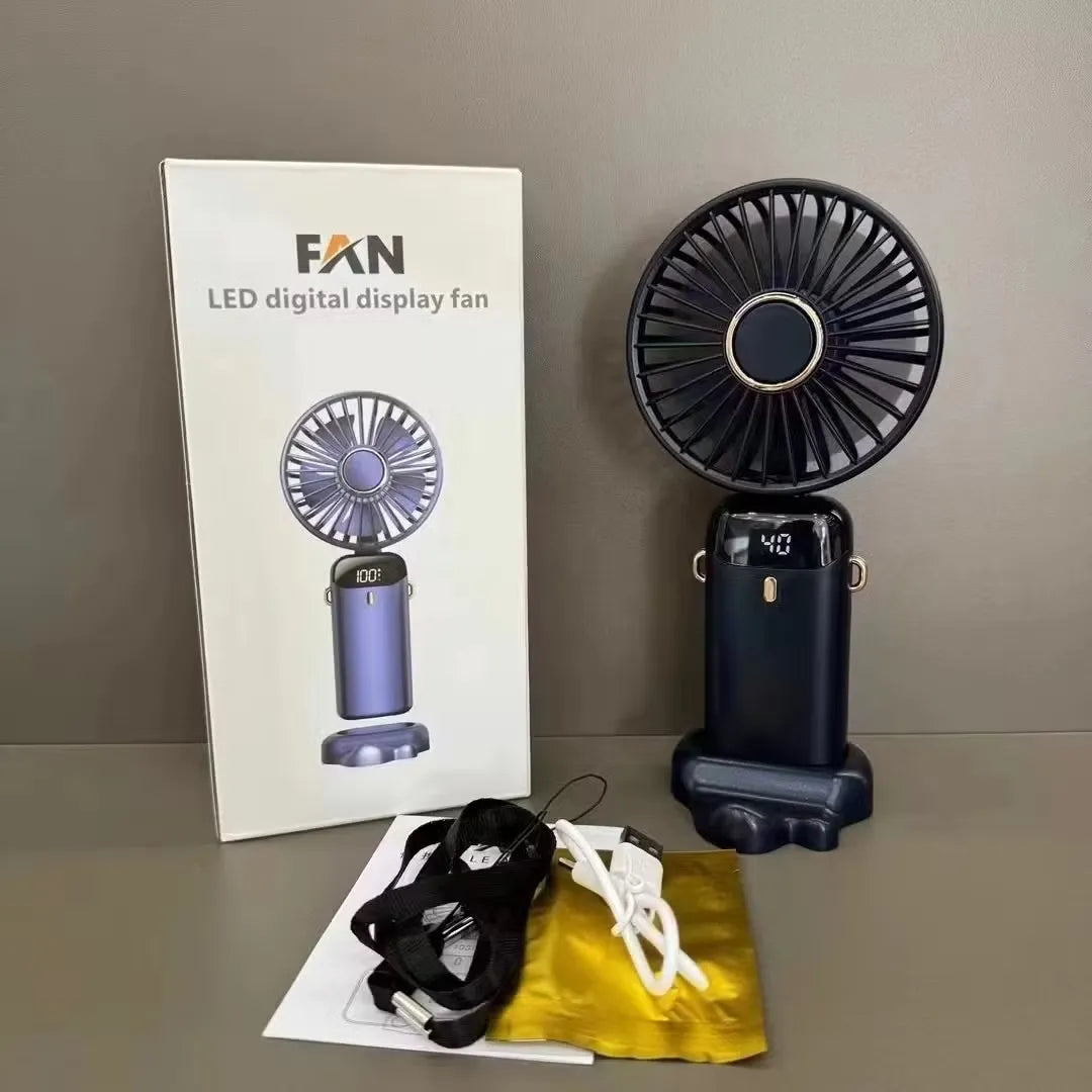 Fan, LED Digital Display Rechargeable with USB Cable
