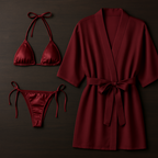 Monokini, Bikini & Sheer Robe | Free Size (Black)