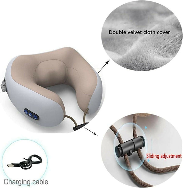 Rechargeable Neck Massager U-Shaped Pillow – Multifunctional Portable Shoulder & Cervical Relaxing Massage for Home, Car, Outdoor