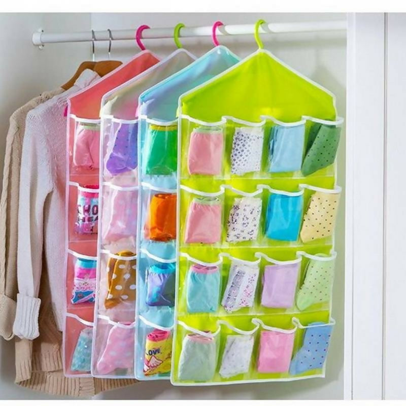16-Pocket Multifunction Hanging Storage Bag | Door & Wall Mounted Closet Organizer | Random Colour