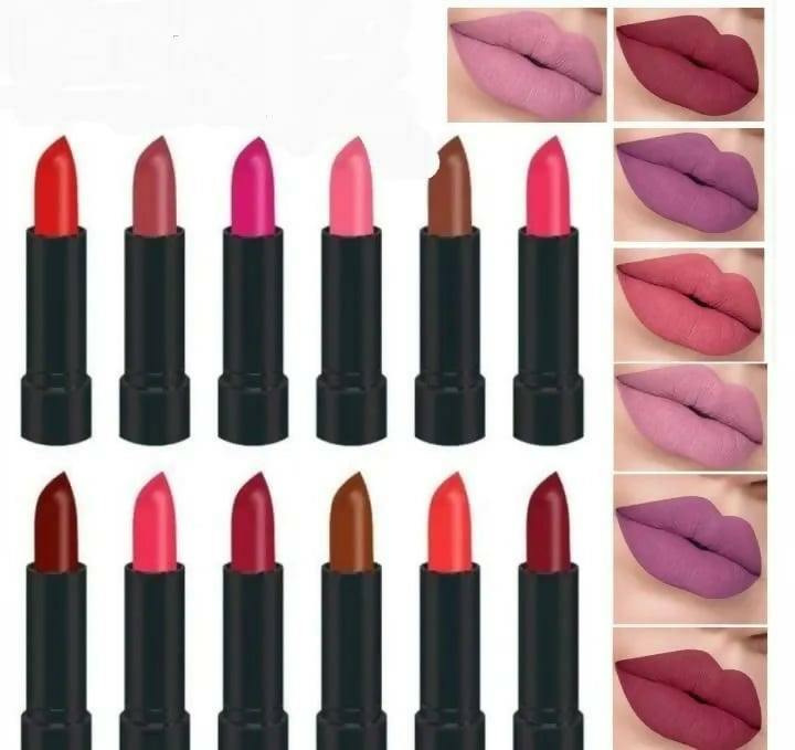 12 Pcs High pigmented matte Lip- stick set_long smooth texture lip color collection for Bold And beautiful Looks