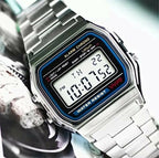 Digital Retro Watch, Stainless Steel Bracelet, for Unisex