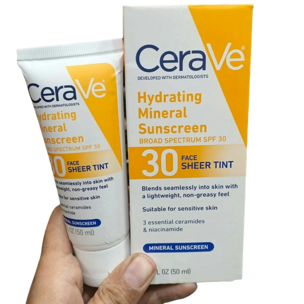 CeraVe Hydrating Mineral Sunscreen SPF 50, Broad Spectrum UV Protection – 50ml
