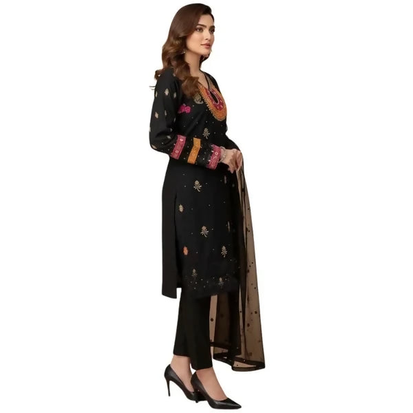Organza 3-Piece Suit for Women | Unstitched Handmade Aari Zari & Beads Work