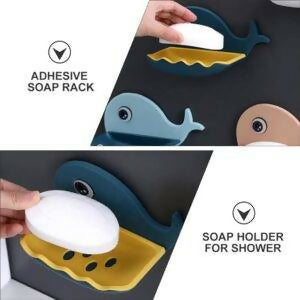 Whale Fish Shaped Soap Holder for Bathroom | Wall Mounted Soap Bar, Holder Rack for Shower Wall, Kitchen, Bathroom – random color(1 PC)