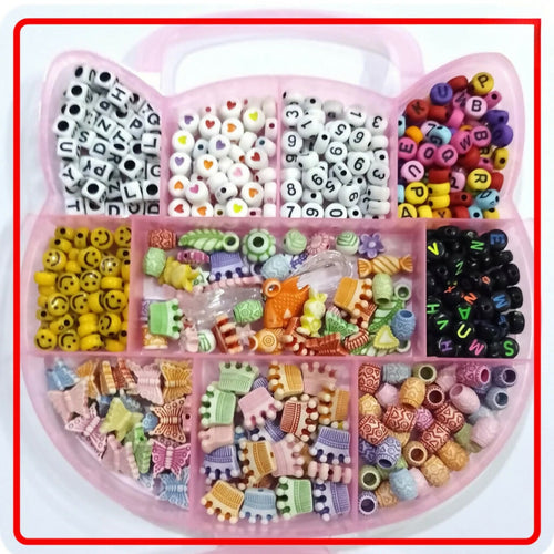 Kitty & Flower Beads Set, for Kids & DIY Crafting