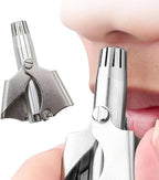 Stainless steel Manual Nose Hair Trimmer _ Portable 6_ Teeth Precision Trimming Tool with Drawstring Bag and Brush