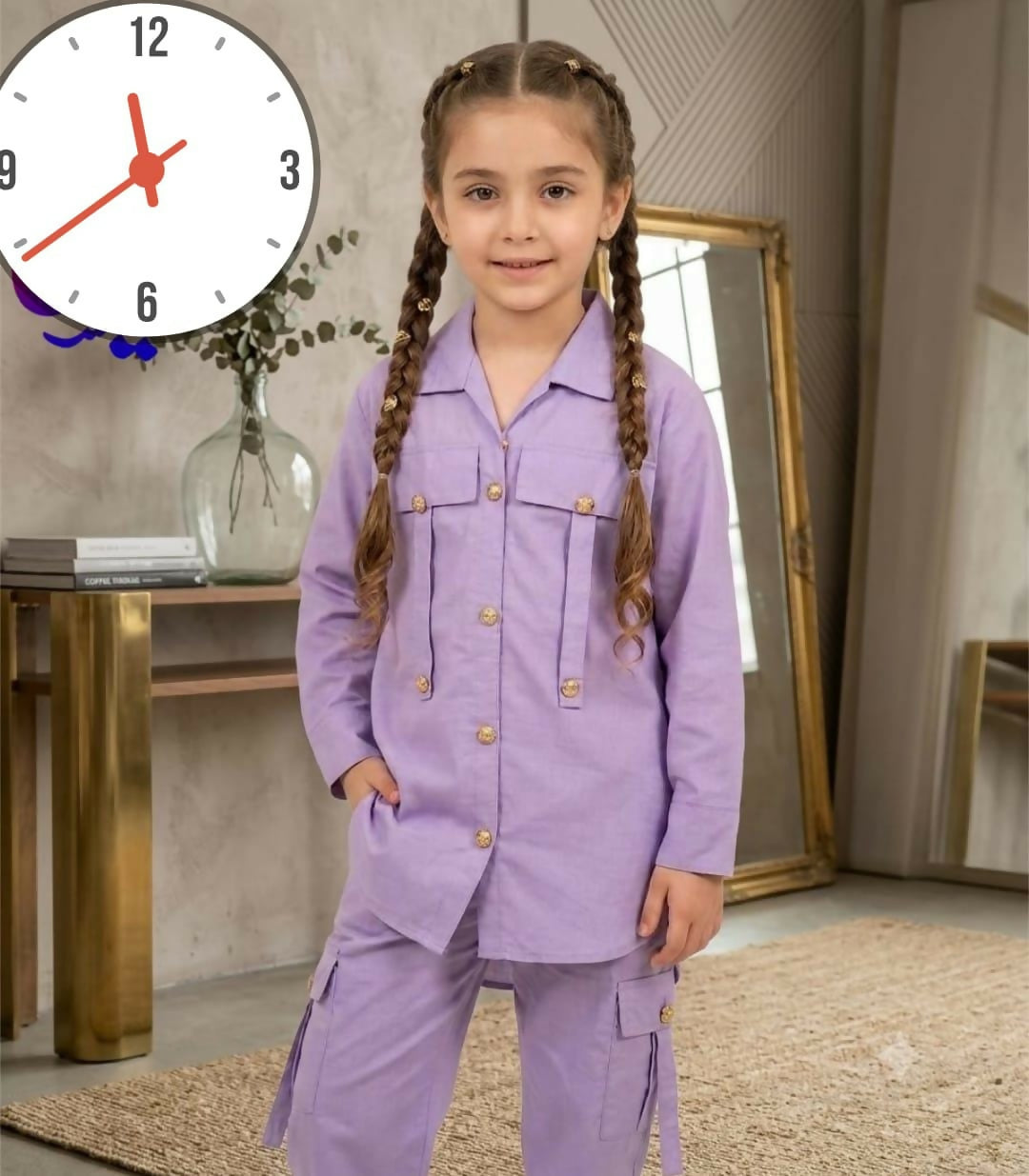 Front Pocket Shirt With Cargo Pockets Kids 2PCS Front Pockets With Attached Button Shirt With Pocket Cargo Kids Cotton 2Pcs