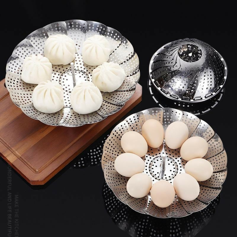 Stainless Steel Folding Vegetable Steamer Basket Stainless Steel Detachable Steaming Rack Steamer Tray for Kitchen Cookware