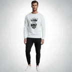 KING Printed White Tracksuit Sweatshirt & Trouser | Warm & Comfortable Winter Wear | Medium, Large and XL