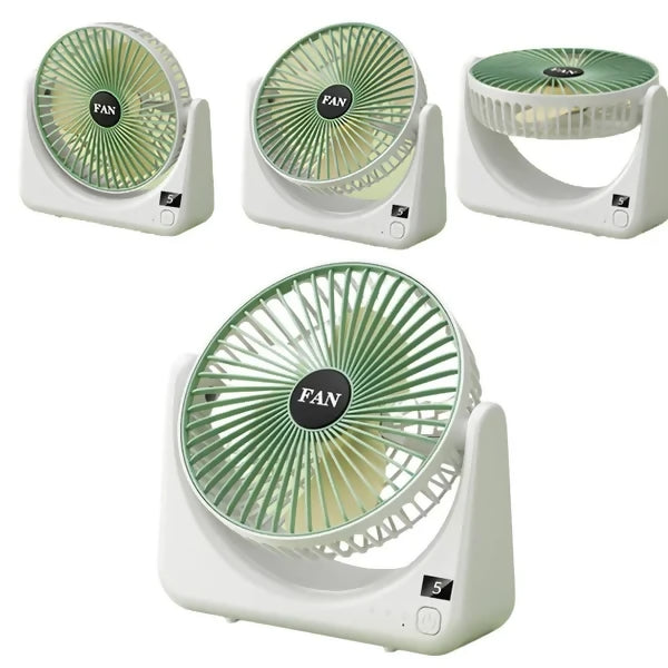 Circular Rechargeable Desktop Fan | Model QL-01 | 3 Speed Personal Cooling Fan | Quiet Air Circulator for Home, Office & Travel | Random Color