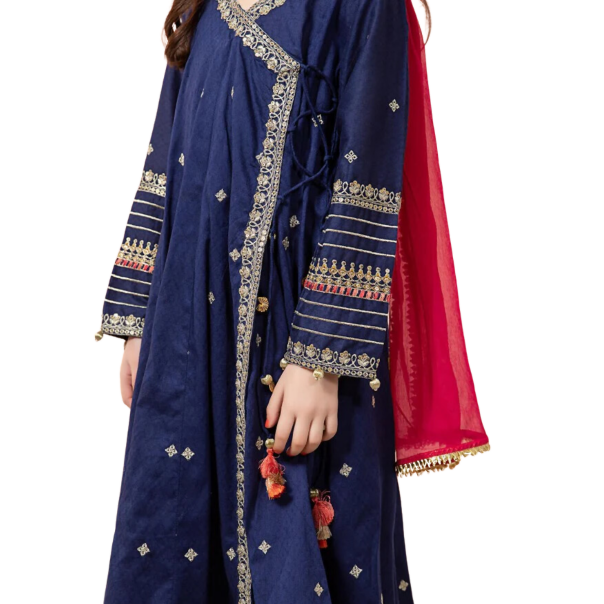 Suit, Elegant Party Wear Net & Malai Outfit, for Kids'