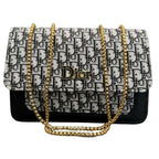 Beige | Dior Oblique Canvas & Leather Flap Clutch | Luxury Designer Handbag for Women