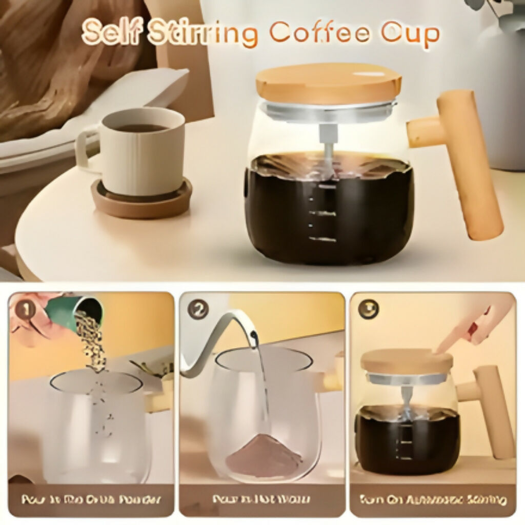 Self Stirring Coffee Mug, Electric One-Touch Mixer, Rechargeable Drinkware