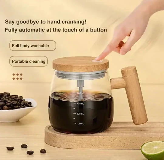 Self Stirring Coffee Mug – Electric Automatic Mixing Cup for Coffee, Milk, & Drinks | Rechargeable, Waterproof, Self Mixing Glass Mug for Home & Office ~ 500 ml