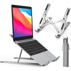 Folding Adjustable Aluminum Laptop Stand - Portable Ergonomic Multi Angle Desk Riser Lightweight Heat Dissipation Notebook Holder Mount