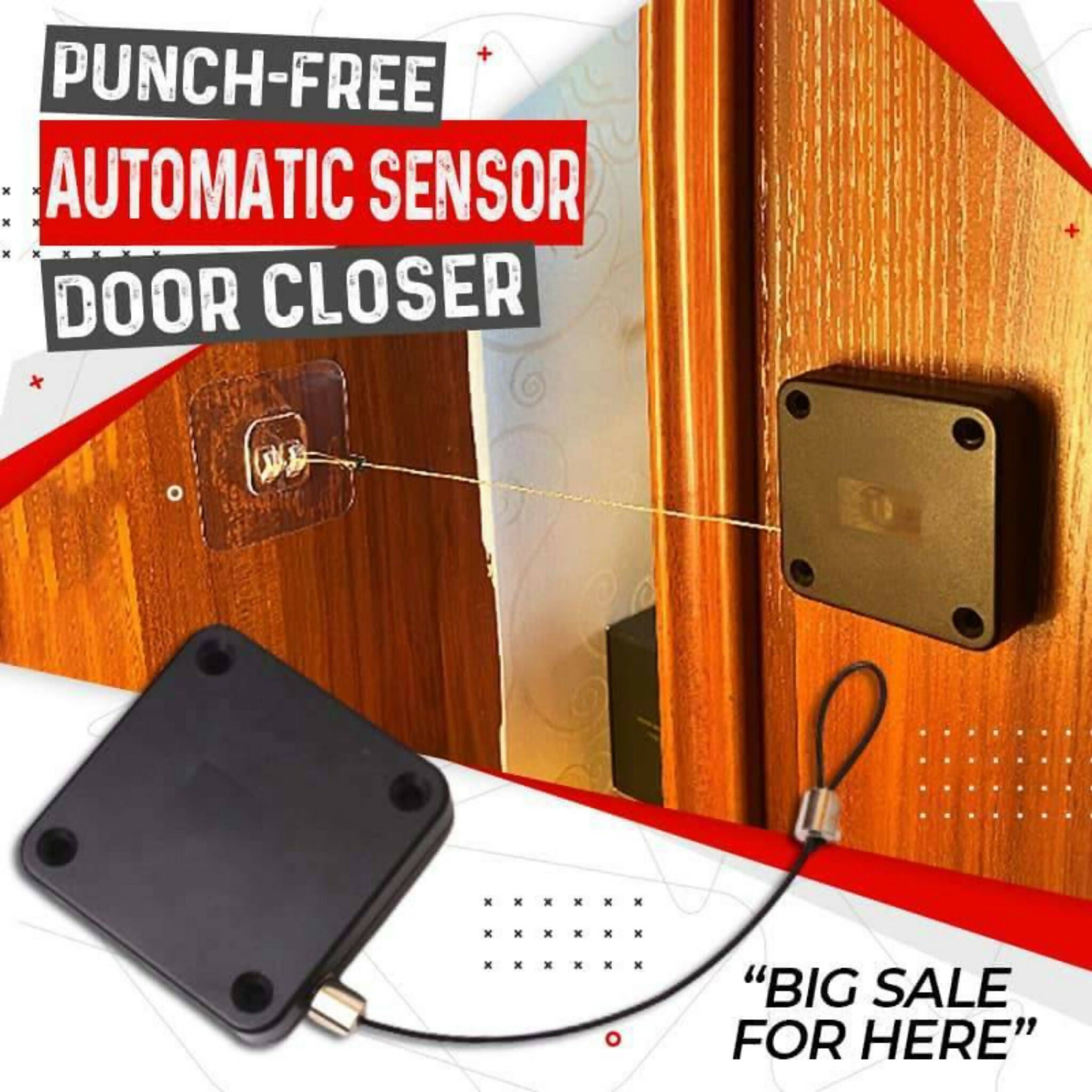 Punch-Free Automatic Sensor Door Closer – Big Size | Smart Hands-Free Door Closing Device
