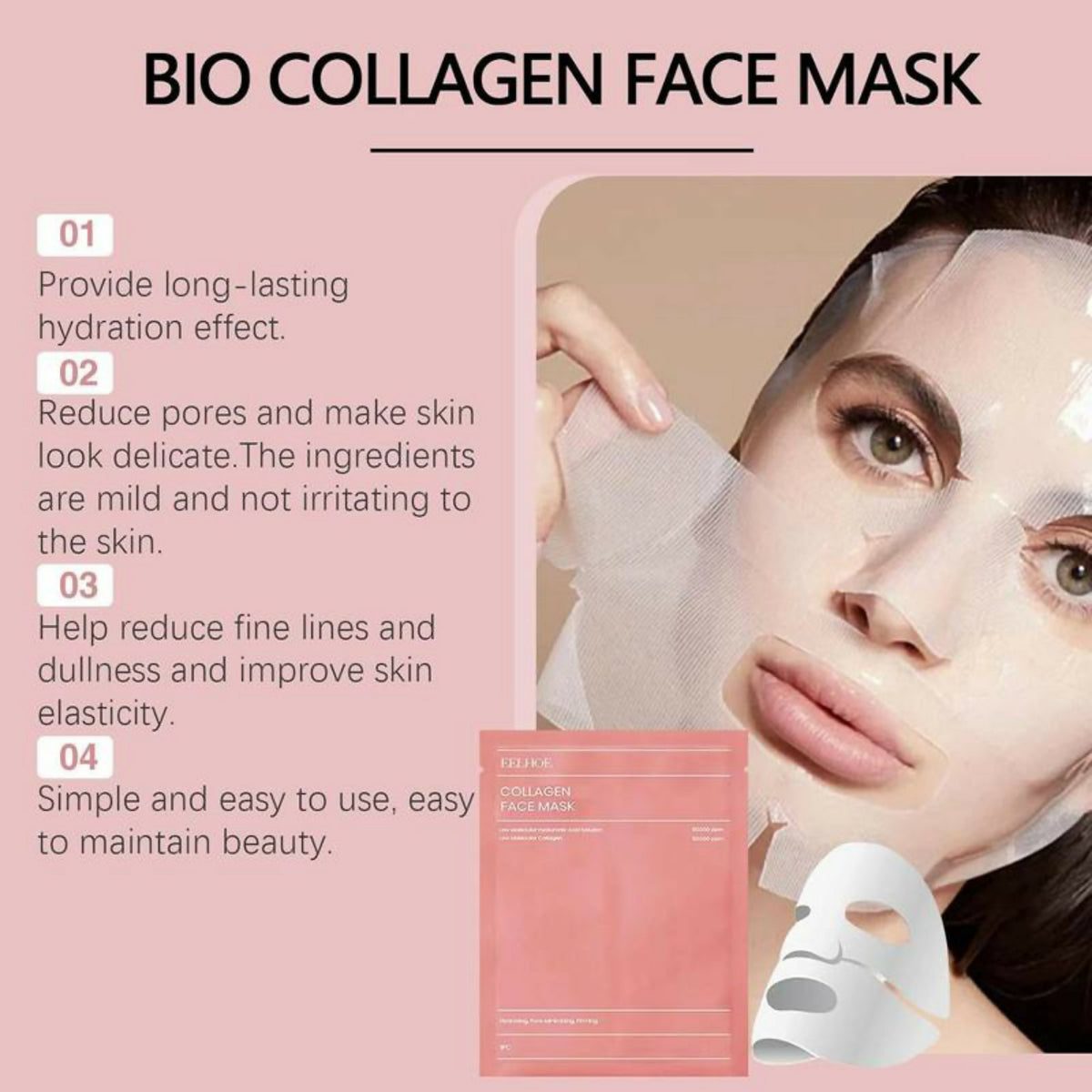 Bio-Collagen Real Deep Mask 36g | Hydrating Overnight Facial Sheet Mask | Firming & Pore-Minimizing Skincare