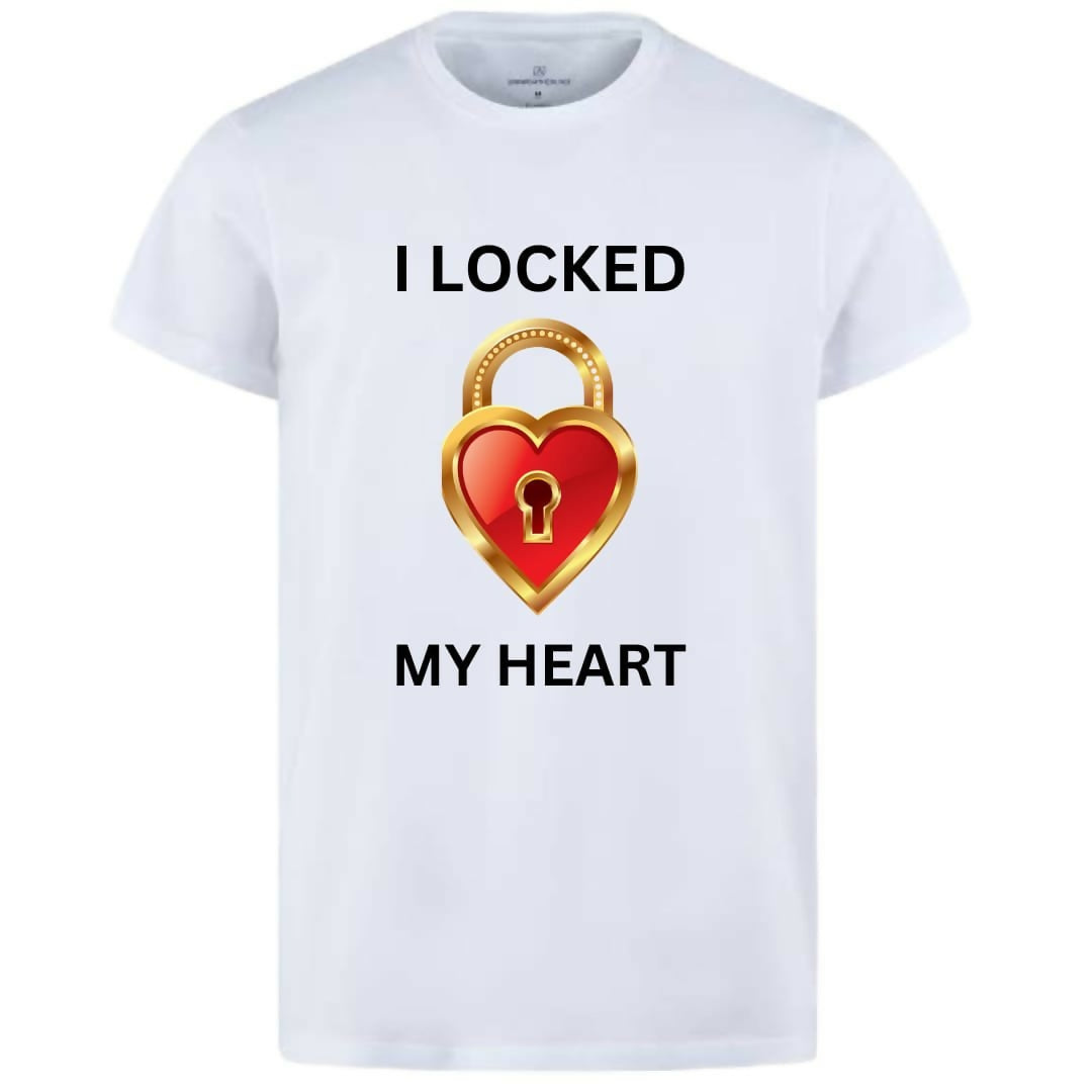 The Key & My Heart Style White T-Shirt – Key & Heart Design T-Shirts – Best Quality T-Shirts For Girls | T-Shirt For Women – T-Shirt For Men – My Heart, Small