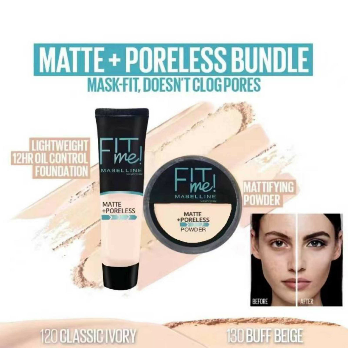 2-in-1 Makeup Deal – Liquid Foundation & Face Powder Combo | Ivory Shade