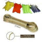 20M PVC Coated Metal Laundry Rope with Tensioner | Strong Outdoor Clothesline Wire