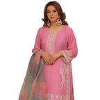 Lilac Embroidered Outfit with Organza Dupatta