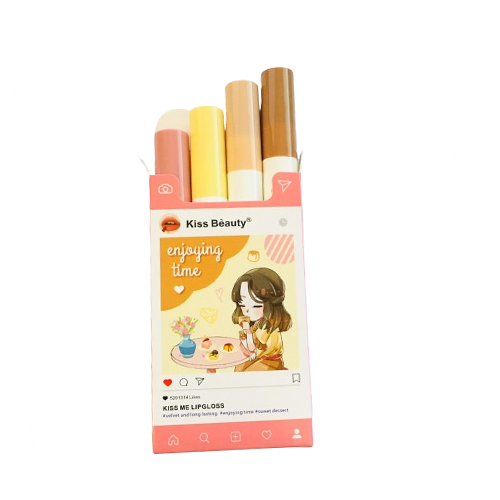 Lip Gloss, Waterproof Matte Kiss Beauty, Soft Smooth Finish, 4 Shades