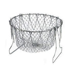 STAINLESS STEEL MULTI-FUNCTIONAL FOLDABLE COOKING Chef Basket Deluxe Kitchen Colander, MESH STEAM RINSE STRAIN FRY BASKET DEEP FRYER