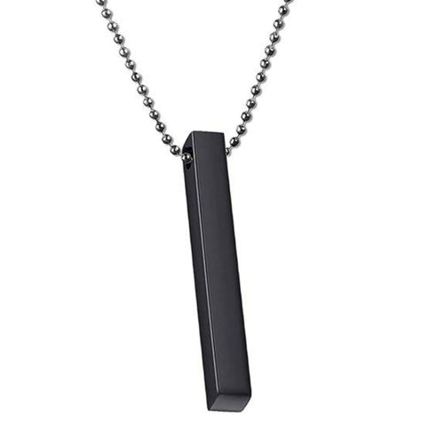 Pack of 2 Boys Bar Necklace – Stainless Steel Black Pendant Necklace