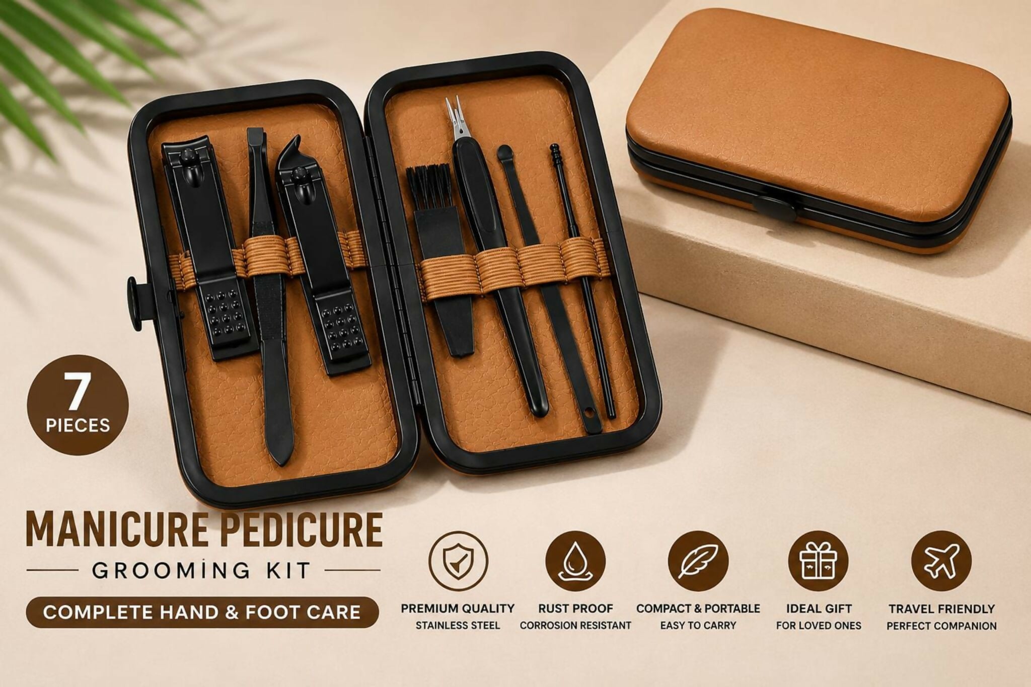 7-Piece Manicure & Pedicure Nail Care Grooming Kit - Premium Quality