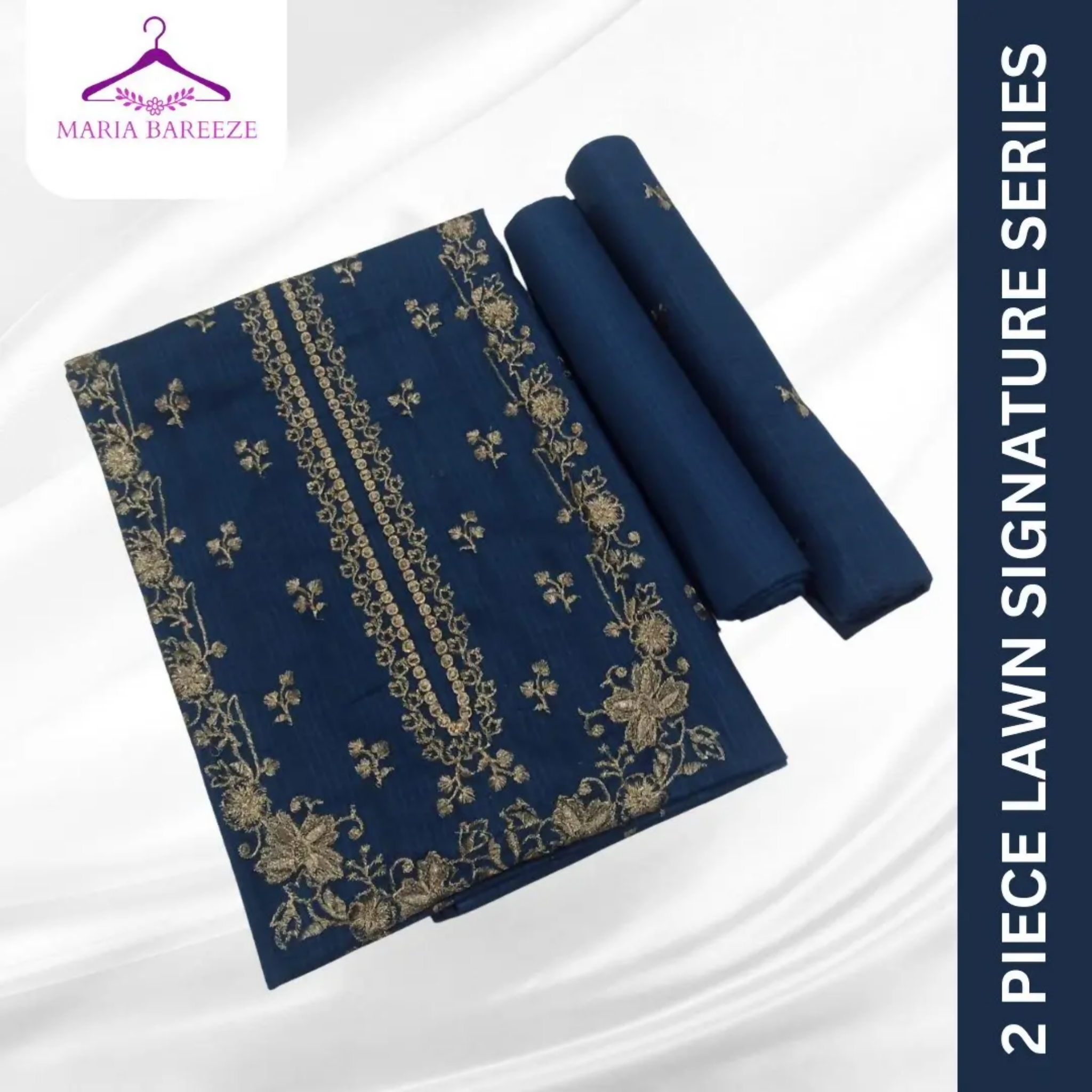 Unstitched Suit, Elegant Lawn with Embroidered Front & Boti Sleeves